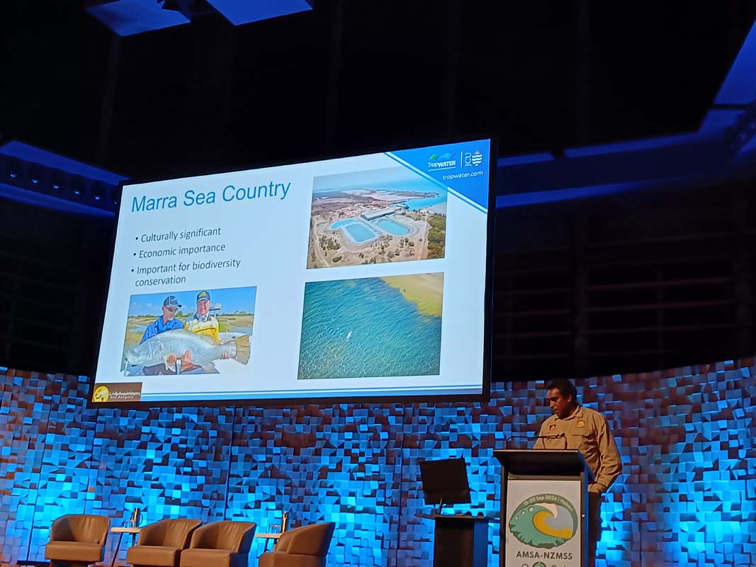 Shaun Evans presenting on a baited underwater video fish survey conducted with partners from Charles Darwin and James Cook Universities. 