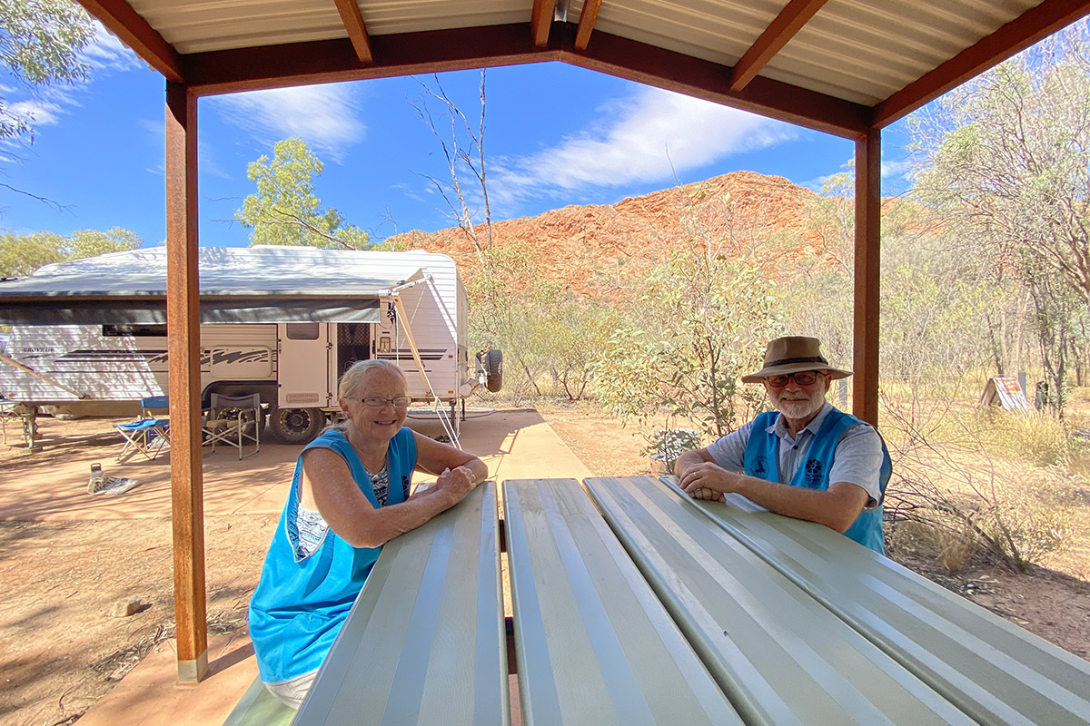 Volunteer campground hosts give back as they holiday in red desert